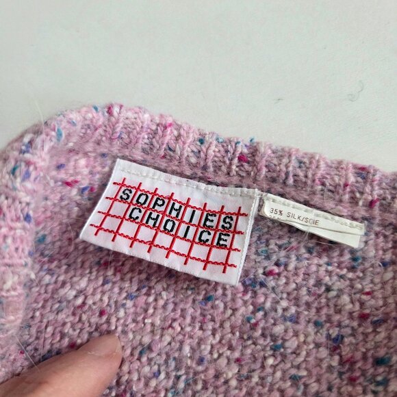 Sophies choice pink V neck knitted vest with openings on the sides. - Picture 5 of 7